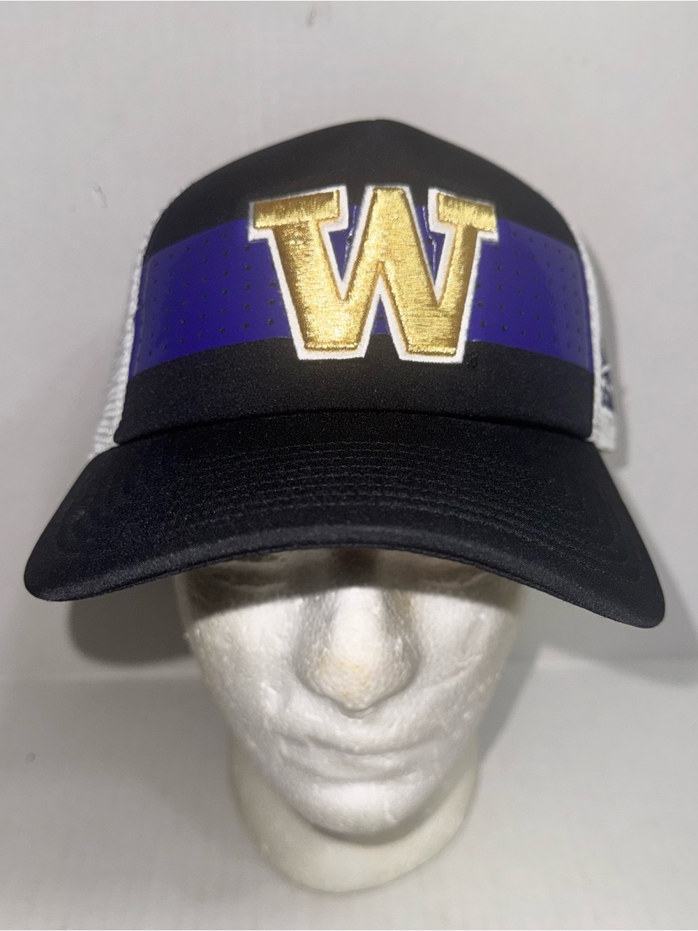 Adidas Washington Huskies Trucker Hat Snapback Cap Black Purple Foam Front NWT